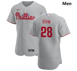 Philadelphia Phillies 28 Alec Bohm Men Nike Gray Road 2020 Authentic Player MLB Jersey