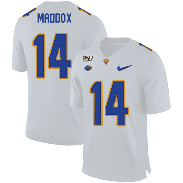 Pittsburgh Panthers 14 Avonte Maddox White 150th Anniversary Patch Nike College Football Jersey