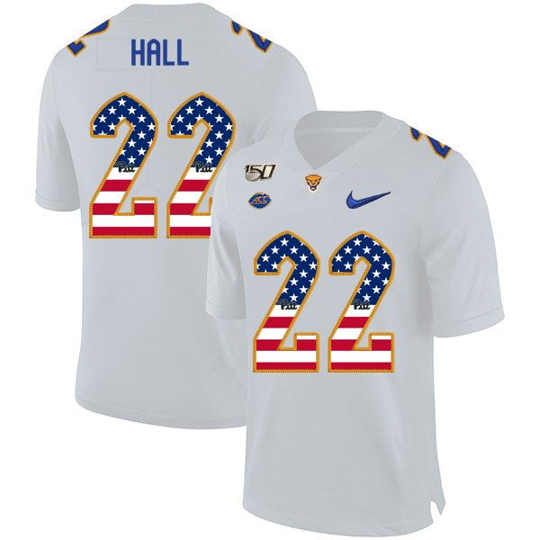 Pittsburgh Panthers 22 Darrin Hall White USA Flag 150th Anniversary Patch Nike College Football Jersey