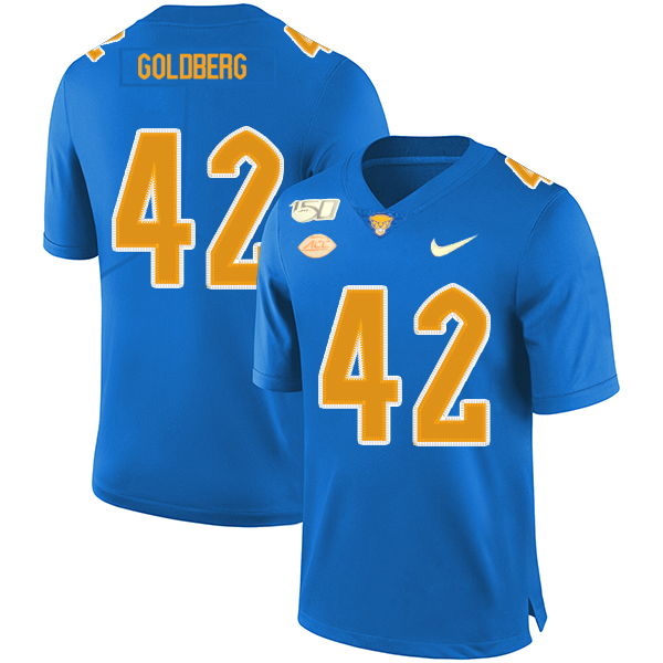 Pittsburgh Panthers 42 Marshall Goldberg Blue 150th Anniversary Patch Nike College Football Jersey