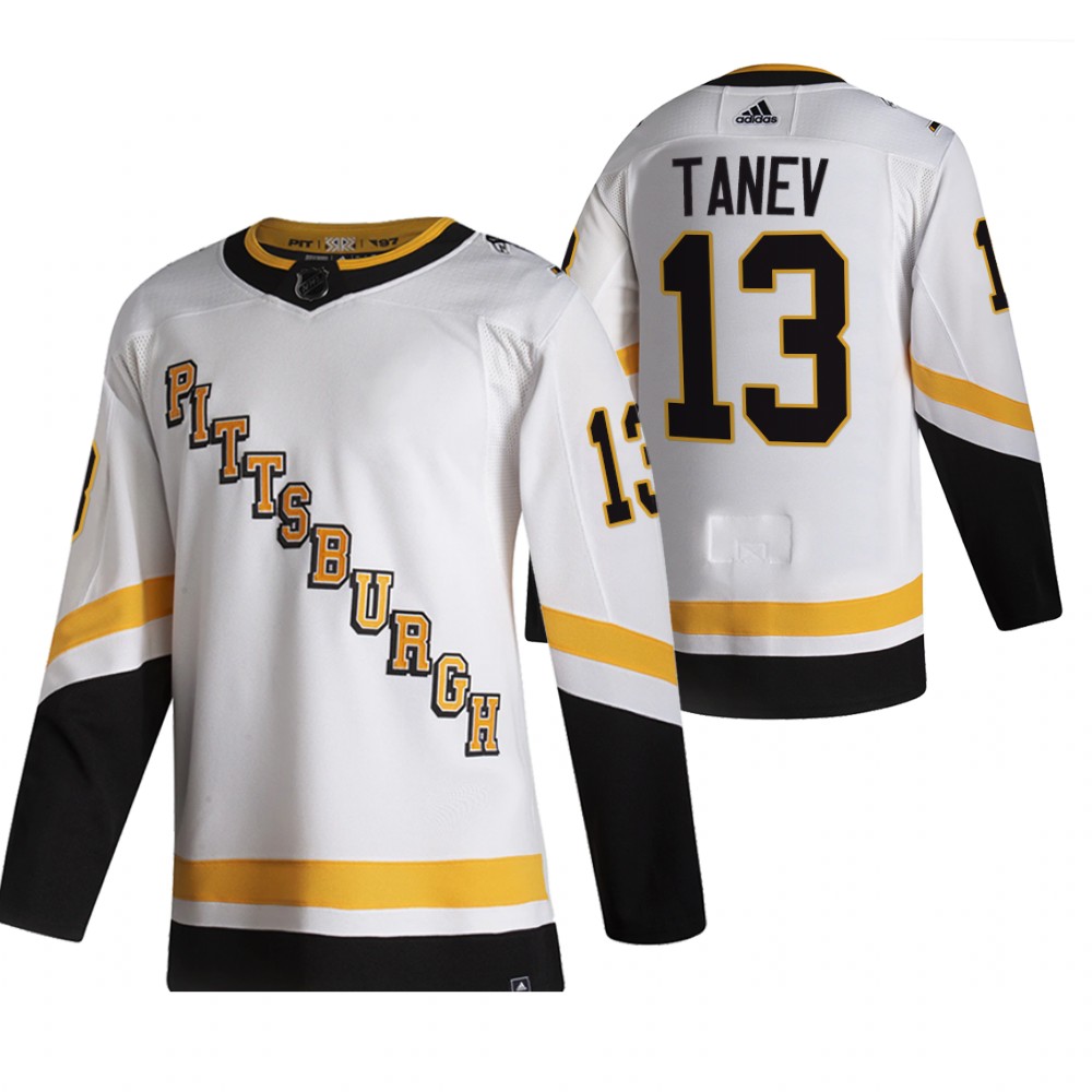 Pittsburgh Penguins #13 Brandon Tanev White Men's Adidas 2020-21 Reverse Retro Alternate NHL Jersey