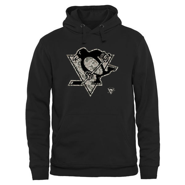 Pittsburgh Penguins Black Camo Logo Men's Pullover Hoodie