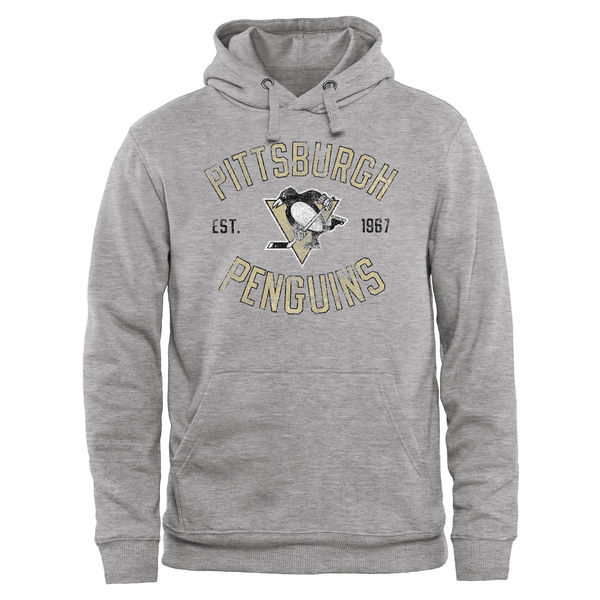 Pittsburgh Penguins Grey Team Logo Men's Pullover Hoodie