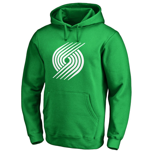 Portland Trail Blazers Fanatics Branded Kelly Green St. Patrick's Day White Logo Pullover Hoodie