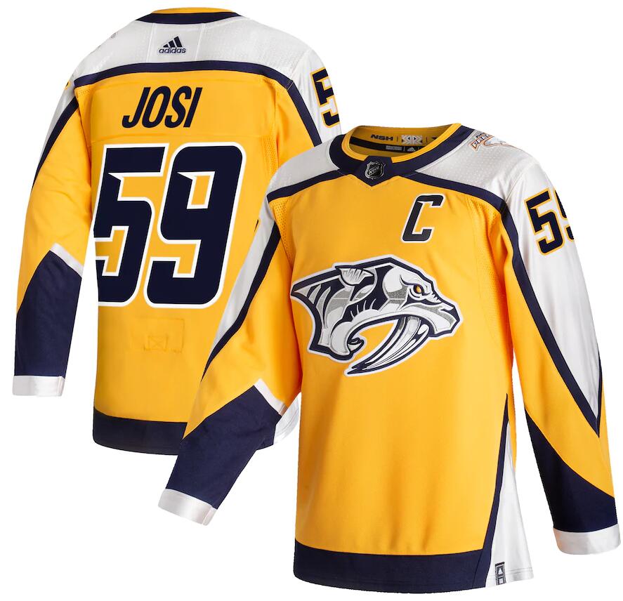 Predators 59 Roman Josi Yellow 2020-21 Reverse Retro Adidas Jersey