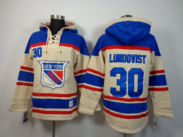 Rangers 30 Lundqvist Cream Hoodies Jerseys