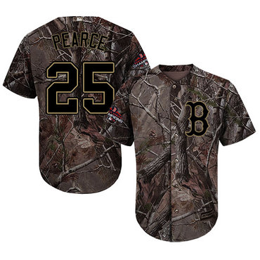 Red Sox #25 Steve Pearce Camo Realtree Collection Cool Base 2018 World Series Champions Stitched Youth Baseball Jersey