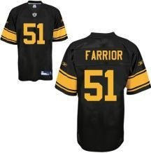 Reebok pittsburgh steelers #51 james farrior black with yellow number Stitched Jerseys