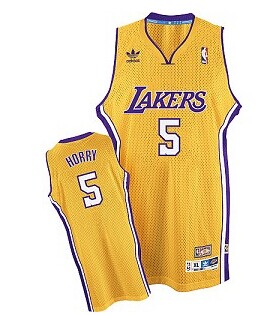 Los Angeles Lakers #5 Robert Horry Yellow Swingman Throwback Jersey