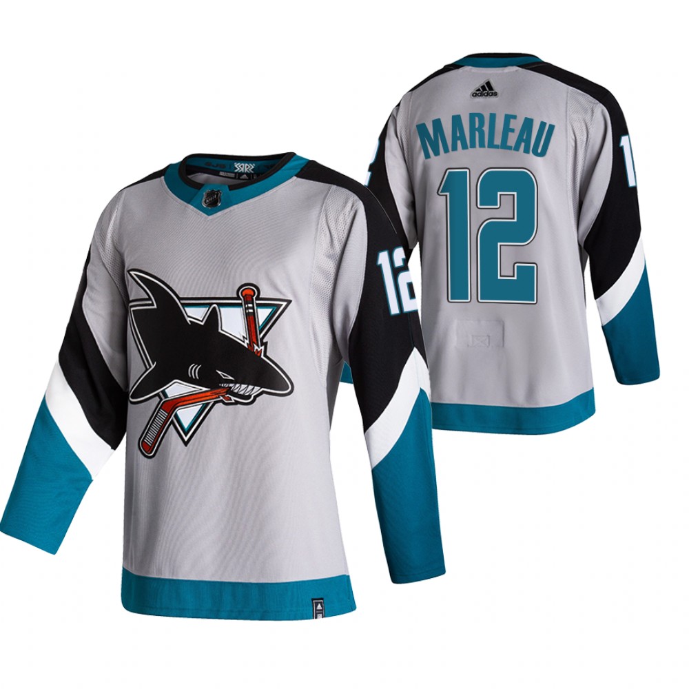 San Jose Sharks #12 Patrick Marleau Grey Men's Adidas 2020-21 Reverse Retro Alternate NHL Jersey