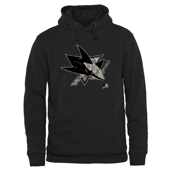 San Jose Sharks Black Team Logo Men's Pullover Hoodie