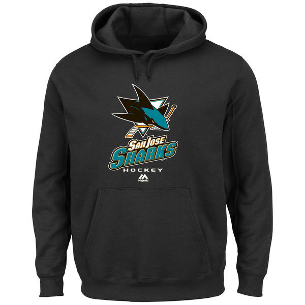 San Jose Sharks Black Team Logo Men's Pullover Hoodie05