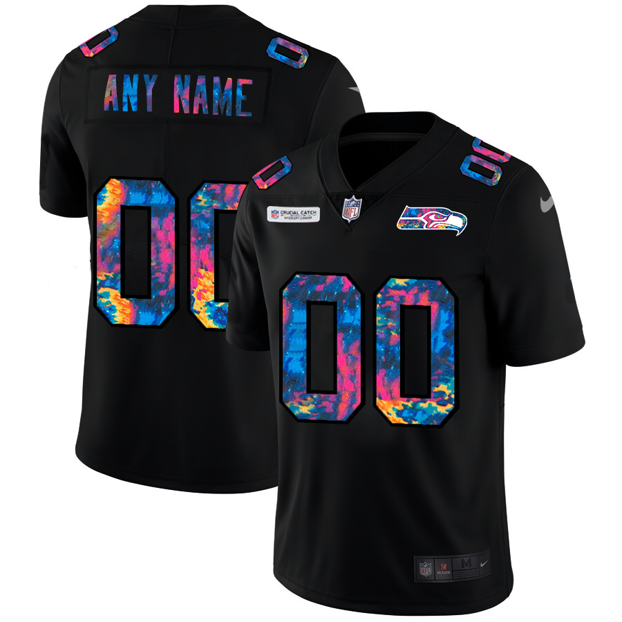 Seattle Seahawks Custom Men's Nike Multi-Color Black 2020 NFL Crucial Catch Vapor Untouchable Limited Jersey