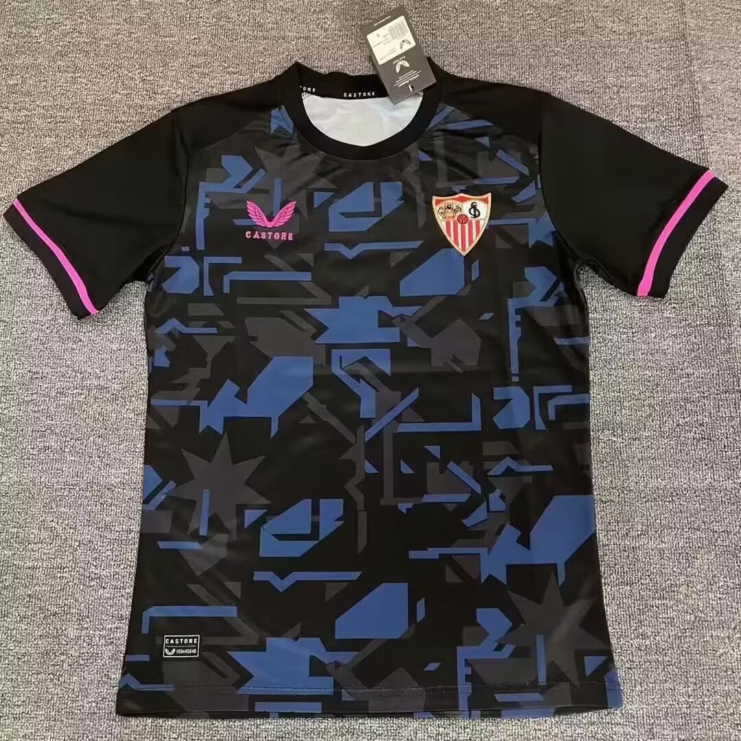 Sevilla FC black custom or blank 2023-24 soccer jerseys
