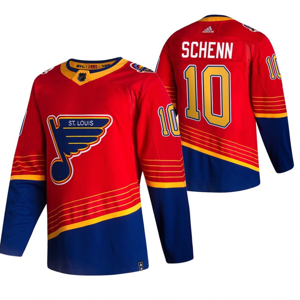 St. Louis Blues #10 Brayden Schenn Red Men's Adidas 2020-21 Reverse Retro Alternate NHL Jersey