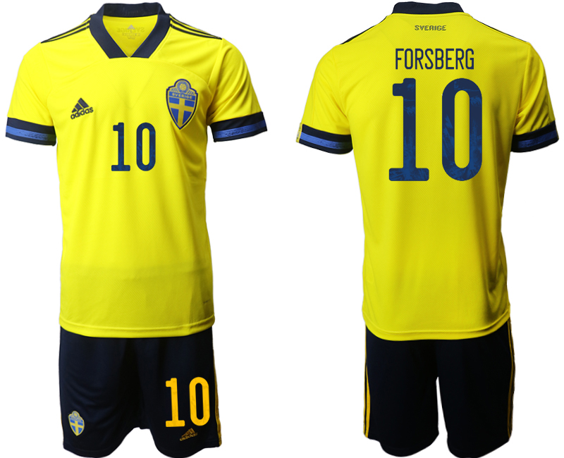 Sweden-10-FORSBERG-Home-UEFA-Euro-2020-Soccer-Jersey