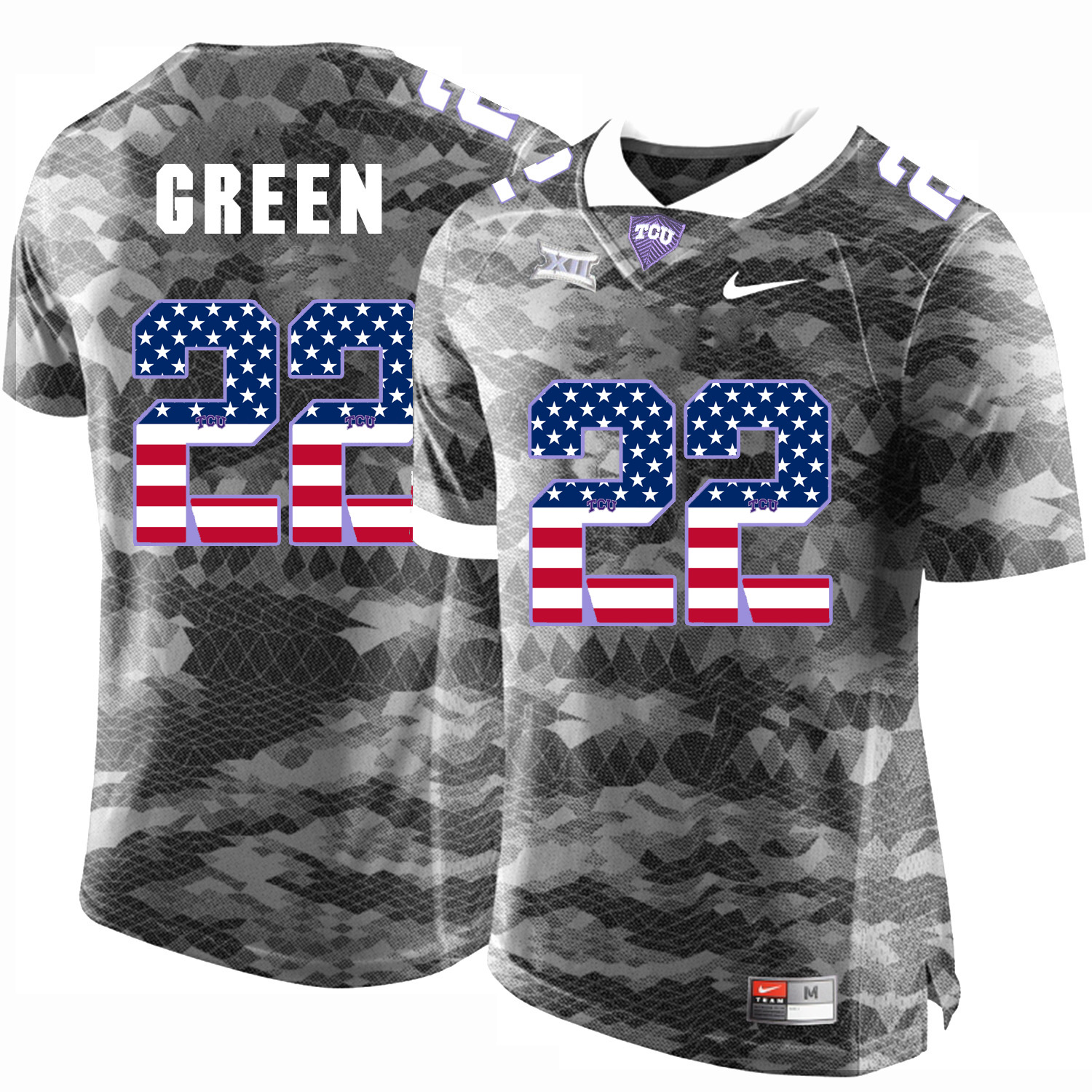 TCU Horned Frogs 22 Aaron Gray USA Flag College Football Jersey