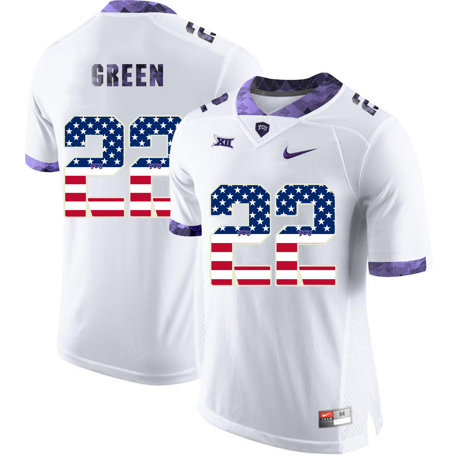 TCU Horned Frogs 22 Aaron White USA Flag College Football Jersey