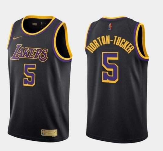 Talen Horton-Tucker Los Angeles Lakers #5 2020-21 Earned Edition Black Swingman Jersey-Men