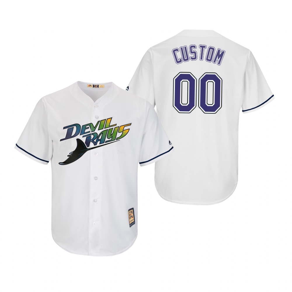 Tampa Bay Rays Custom White Turn Back The Clock Cooperstown Home Cool Base Jersey