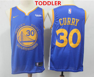 Toddler Golden State Warriors #30 Stephen Curry Blue Nike Swingman NEW Rakuten Logo Stitched NBA Jersey