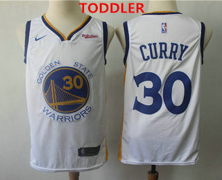 Toddler Golden State Warriors #30 Stephen Curry White Nike Swingman NEW Rakuten Logo Stitched NBA Jersey