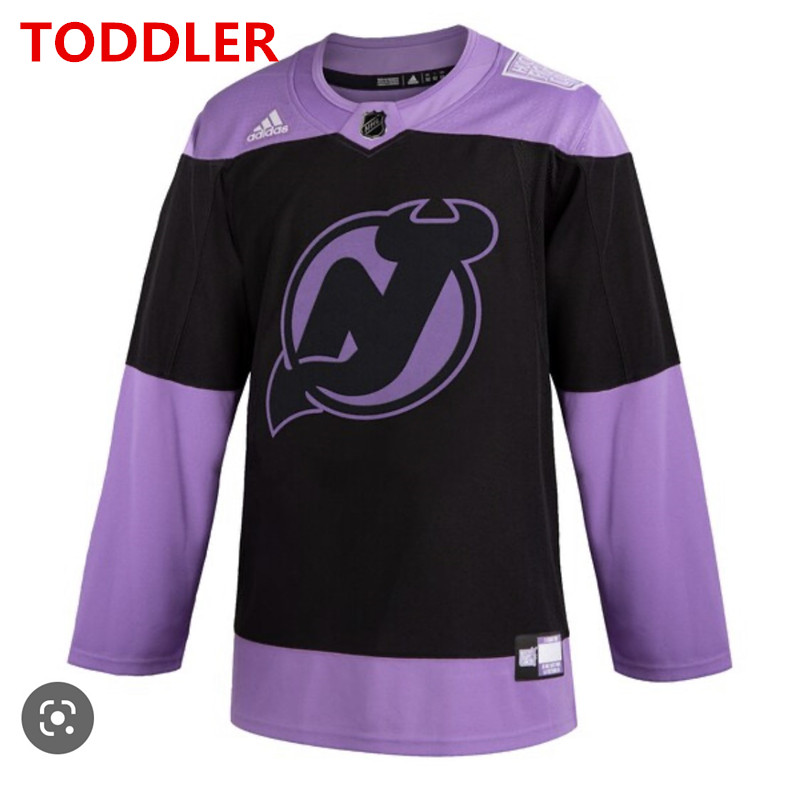 Toddler New Jersey Devils Black Custom Adidas Hockey Fights Cancer Practice Jersey