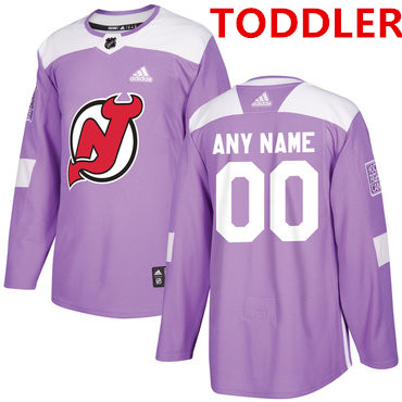 Toddler New Jersey Devils Purple Pink Custom Adidas Hockey Fights Cancer Practice Jersey