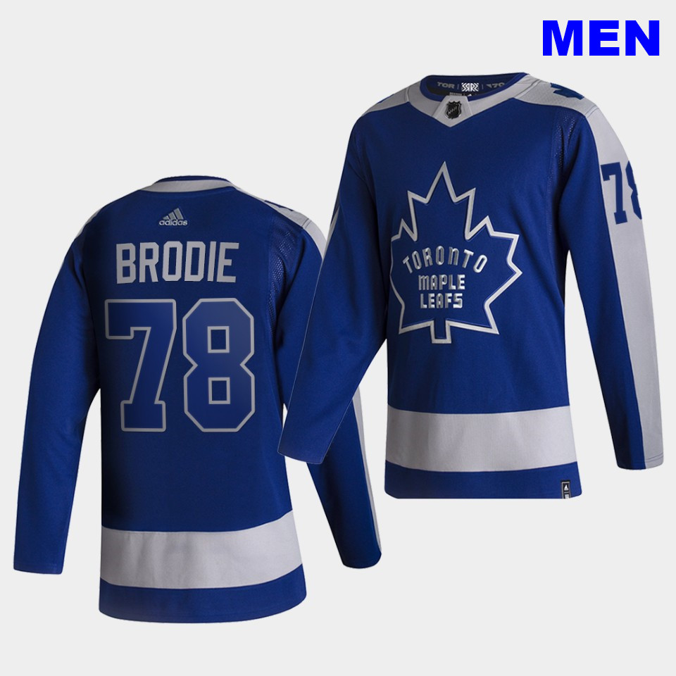 Toronto Maple Leafs #78 T.J. Brodie 2021 Reverse Retro Blue Special Edition Authentic Jersey