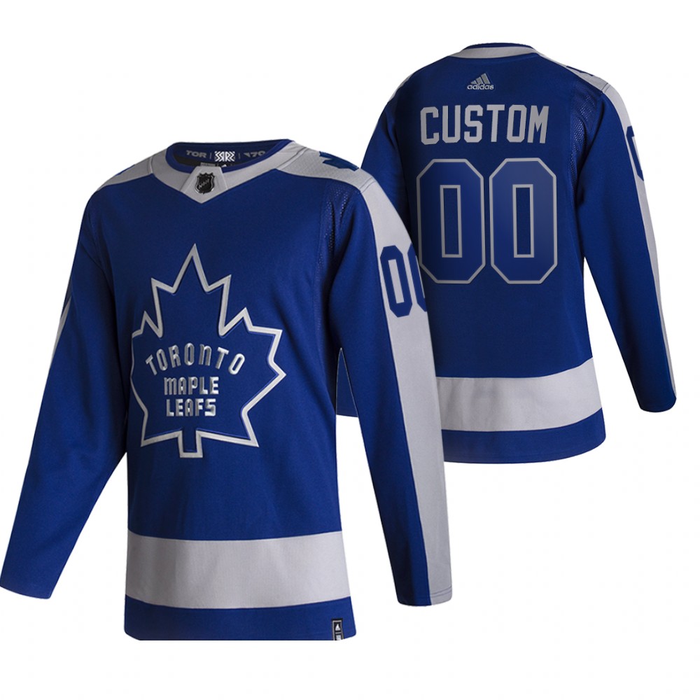 Toronto Maple Leafs Custom Blue Men's Adidas 2020-21 Reverse Retro Alternate NHL Jersey