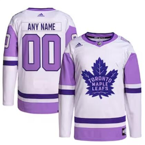 Toronto Maple Leafs adidas Hockey Fights Cancer Primegreen Men/Women/Youth Unisex Authentic Custom White-Purple Jersey