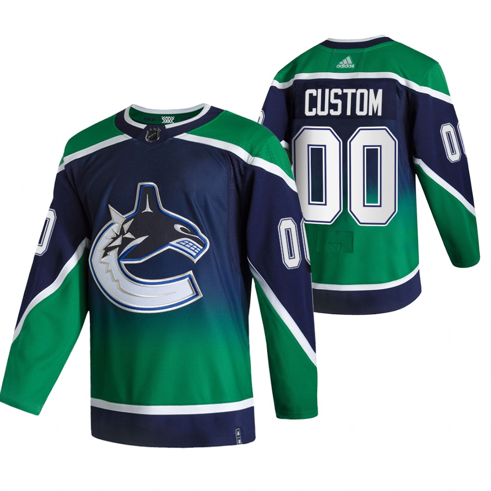 Vancouver Canucks Custom Green Men's Adidas 2020-21 Reverse Retro Alternate NHL Jersey