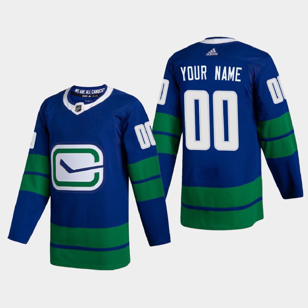 Vancouver Canucks Custom Men's Adidas 2020-21 Authentic Player Alternate Stitched NHL Jersey Blue
