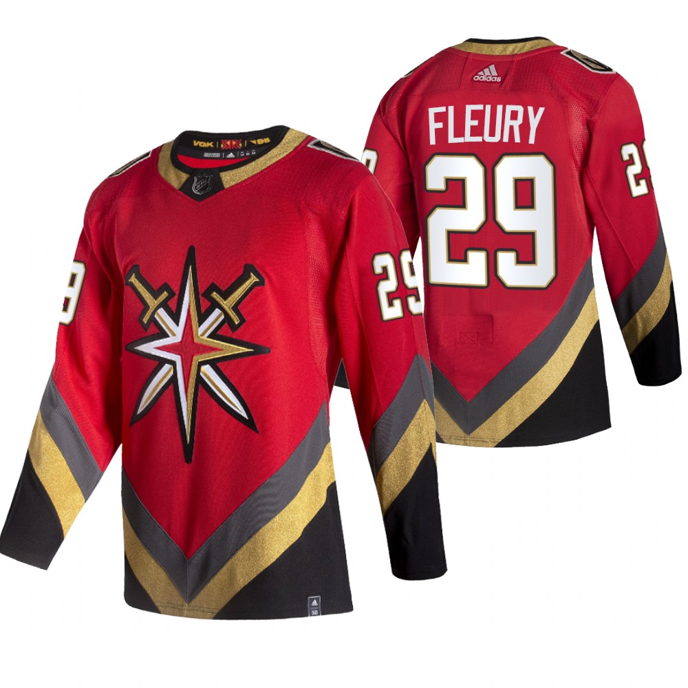 Vegas Golden Knights #29 Marc-Andre Fleury Red Men's Adidas 2020-21 Reverse Retro Alternate NHL Jersey