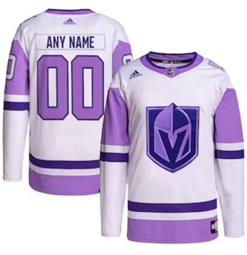 Vegas Golden Knights adidas Hockey Fights Cancer Primegreen Men/Women/Youth Unisex Authentic Custom White-Purple Jersey