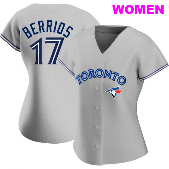 WOMEN'S TORONTO BLUE JAYS #17 JOSE BERRIOS GRAY ROAD JERSEY