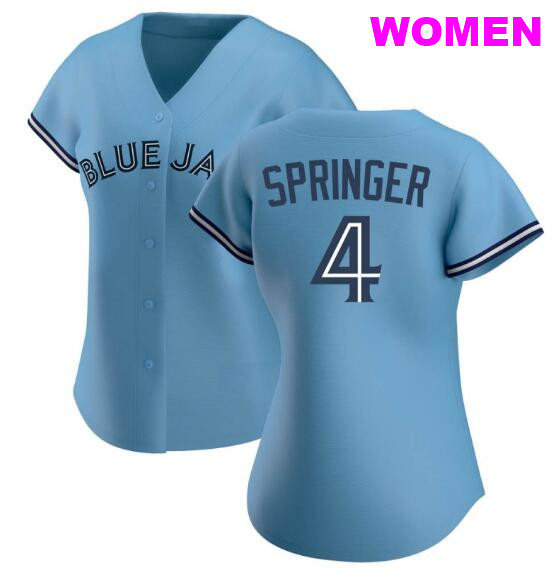 WOMEN'S TORONTO BLUE JAYS #4 GEORGE SPRINGER LIGHT BLUE JERSEY