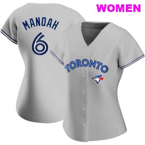 WOMEN'S TORONTO BLUE JAYS #6 ALEK MANOAH GRAY ROAD JERSEY