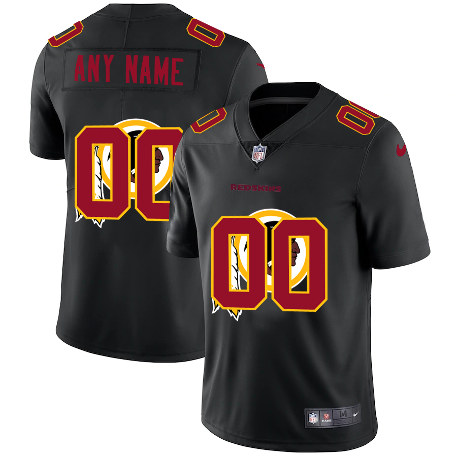 Washington Redskins Custom Men's Nike Team Logo Dual Overlap Limited NFL Jersey Black