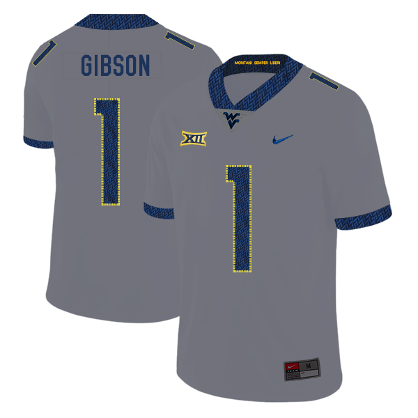 West Virginia Mountaineers 1 Shelton Gibson Gray College Football Jersey