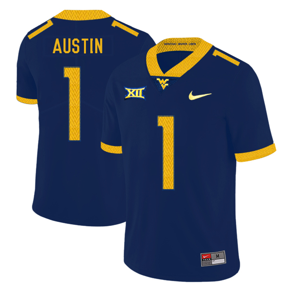 West Virginia Mountaineers 1 Tavon Austin Navy College Football Jersey
