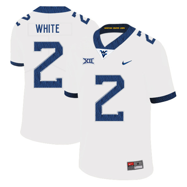West Virginia Mountaineers 2 Ka'Raun White White College Football Jersey