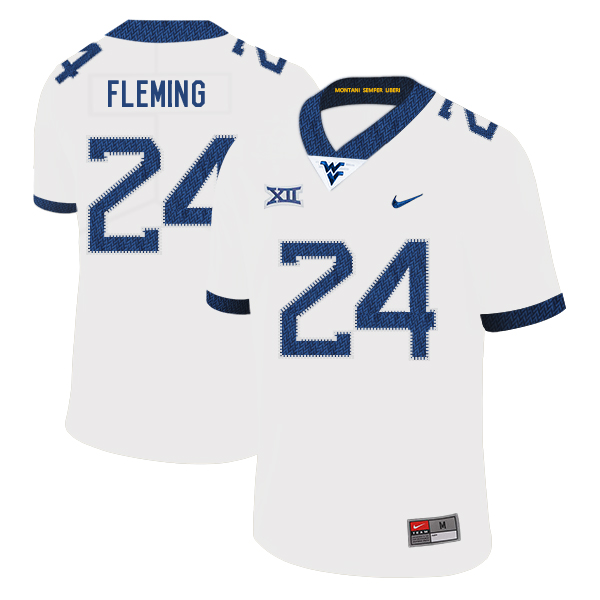 West Virginia Mountaineers 24 Maurice Fleming White College Football Jersey