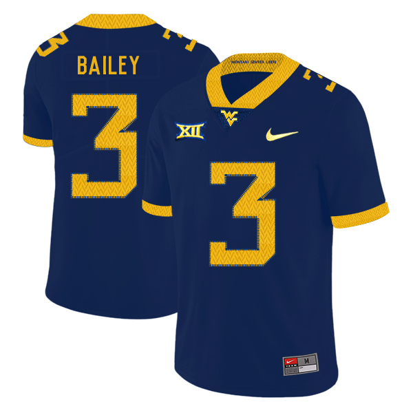West Virginia Mountaineers 3 Stedman Bailey Navy College Football Jersey