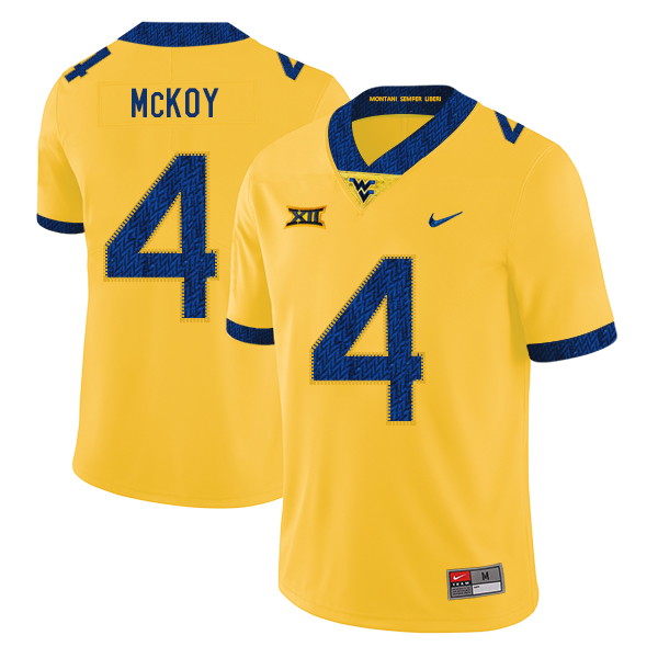 West Virginia Mountaineers 4 Kennedy McKoy Yellow College Football Jersey