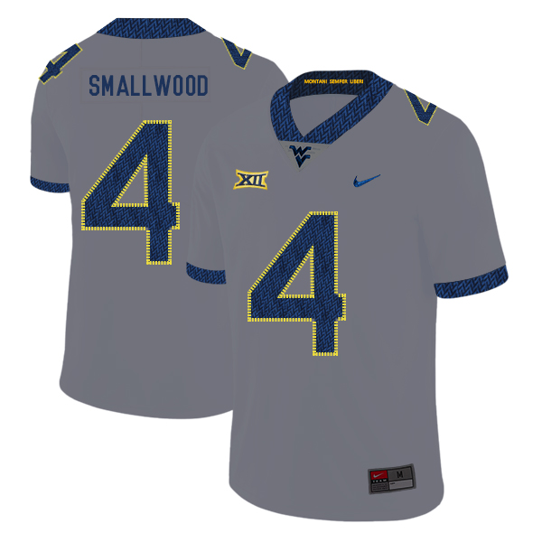 West Virginia Mountaineers 4 Wendell Smallwood Gray College Football Jersey