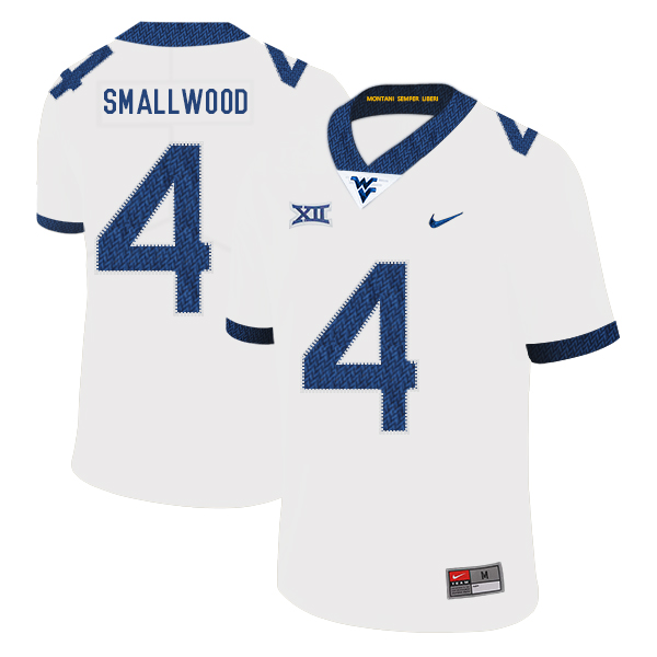 West Virginia Mountaineers 4 Wendell Smallwood White College Football Jersey