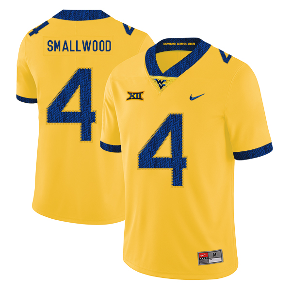 West Virginia Mountaineers 4 Wendell Smallwood Yellow College Football Jersey
