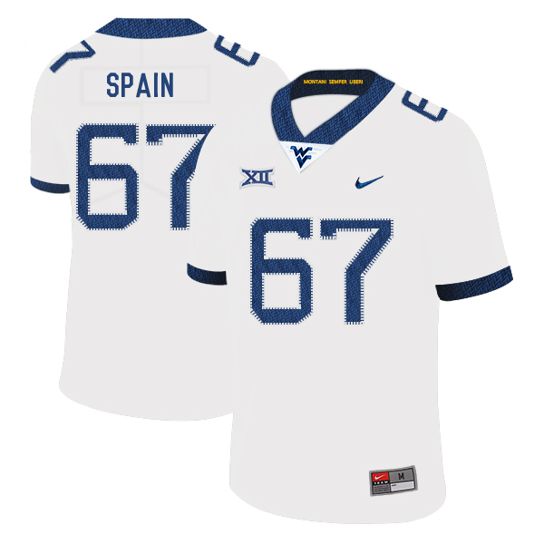 West Virginia Mountaineers 67 Quinton Spain White College Football Jersey