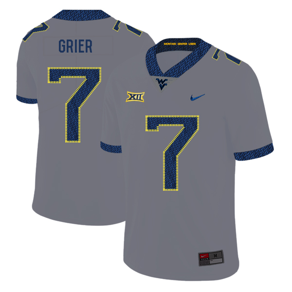 West Virginia Mountaineers 7 Will Grier Gray College Football Jersey